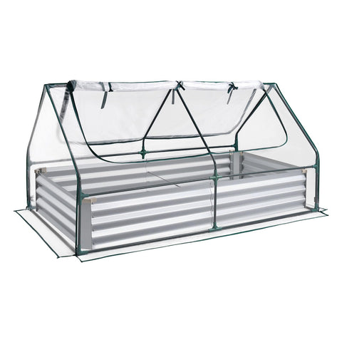 VEVOR outdoor garden bed in use with open and covered configurations.