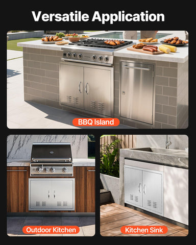 VEVOR outdoor kitchen doors ergonomic handles ease opening.