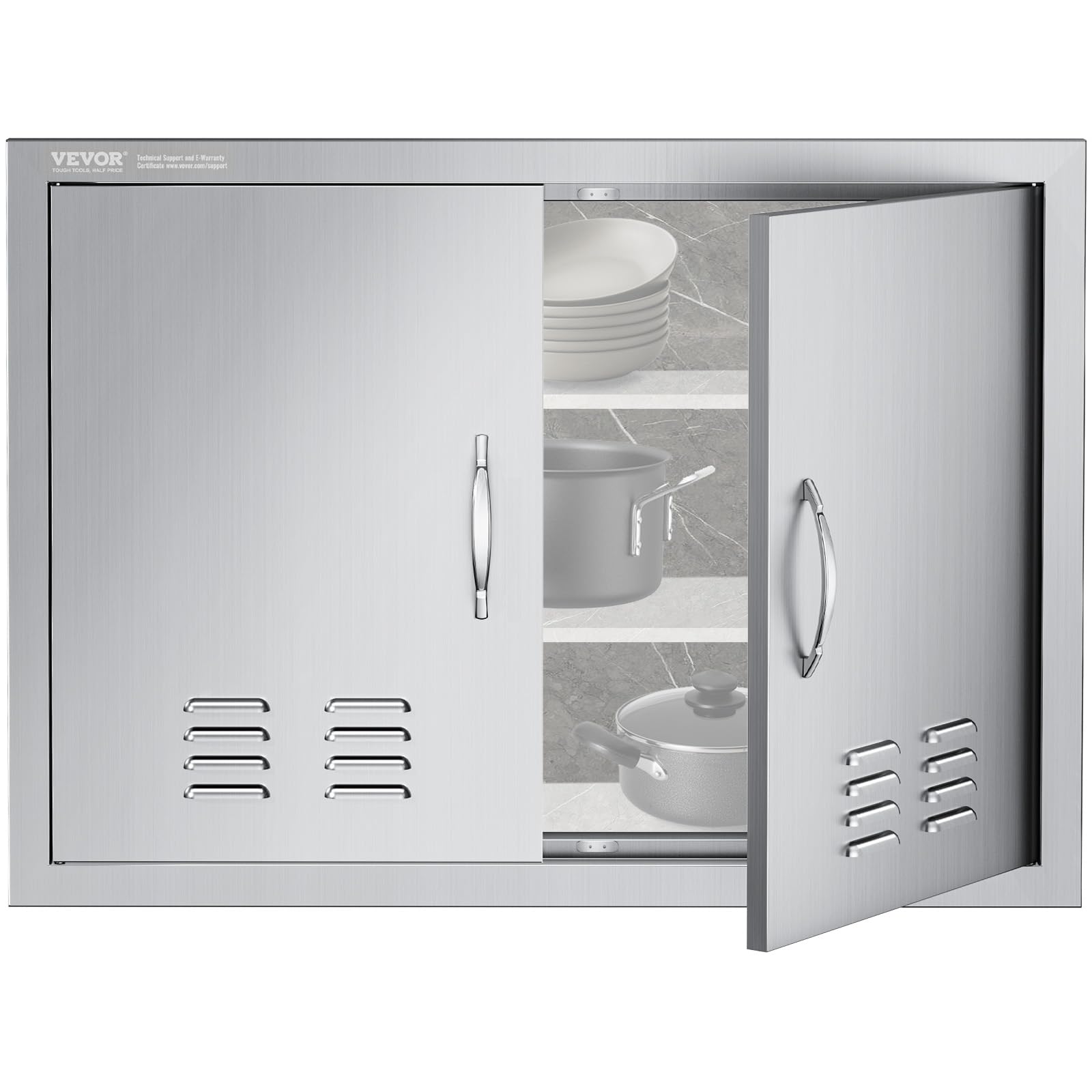 VEVOR outdoor kitchen doors front view, showcasing durable weather-resistant stainless steel.