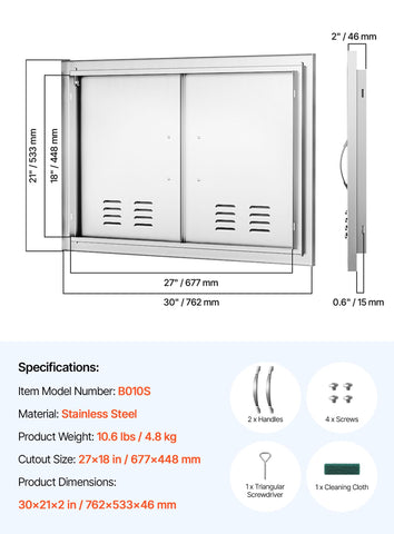 VEVOR outdoor kitchen doors installation template enables quick mounting.
