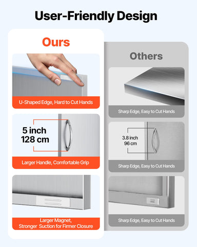 VEVOR outdoor kitchen doors magnets keep doors closed securely.