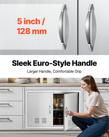 VEVOR outdoor kitchen doors weatherproof design withstands outdoor use.