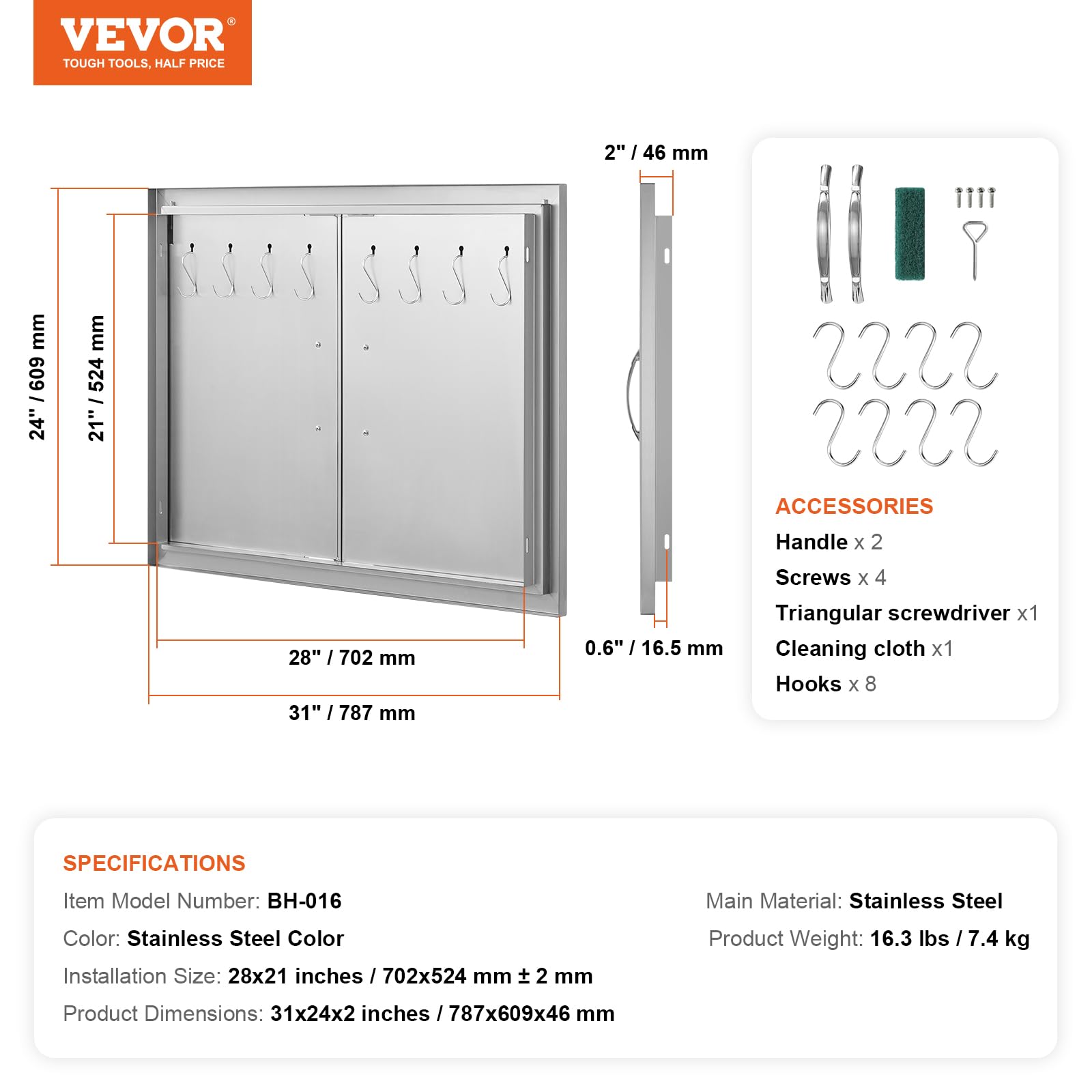 VEVOR installation template included for accurate mounting.
