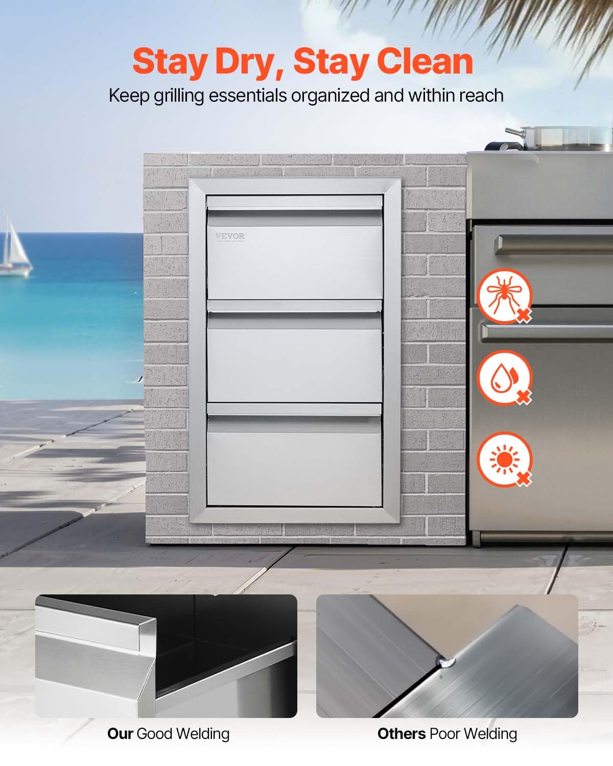 VEVOR 3-tier storage keeps utensils organized during backyard cooking