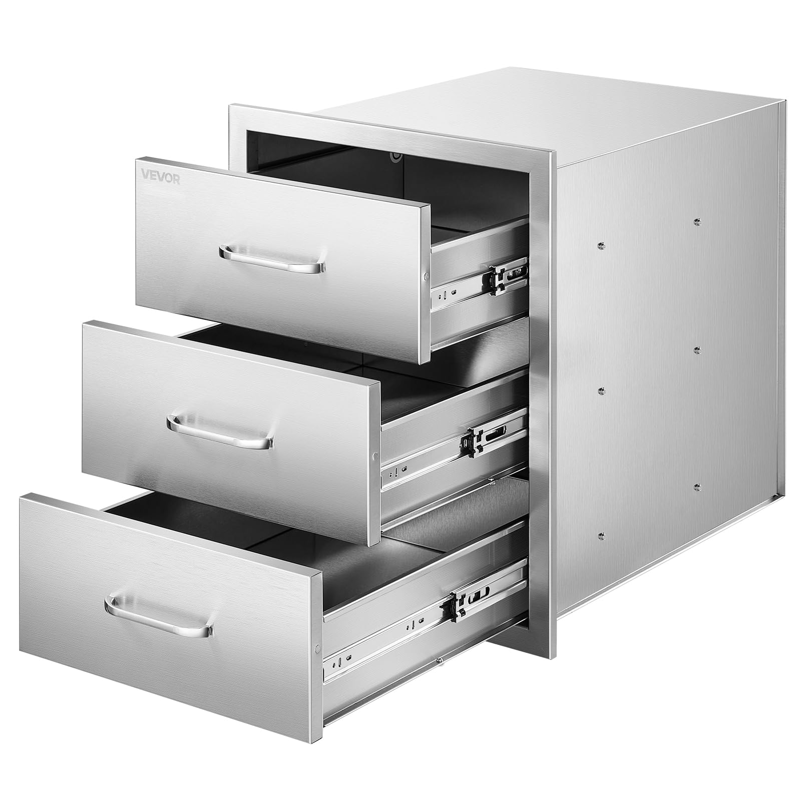 VEVOR outdoor kitchen drawers front view, weather-resistant stainless steel.