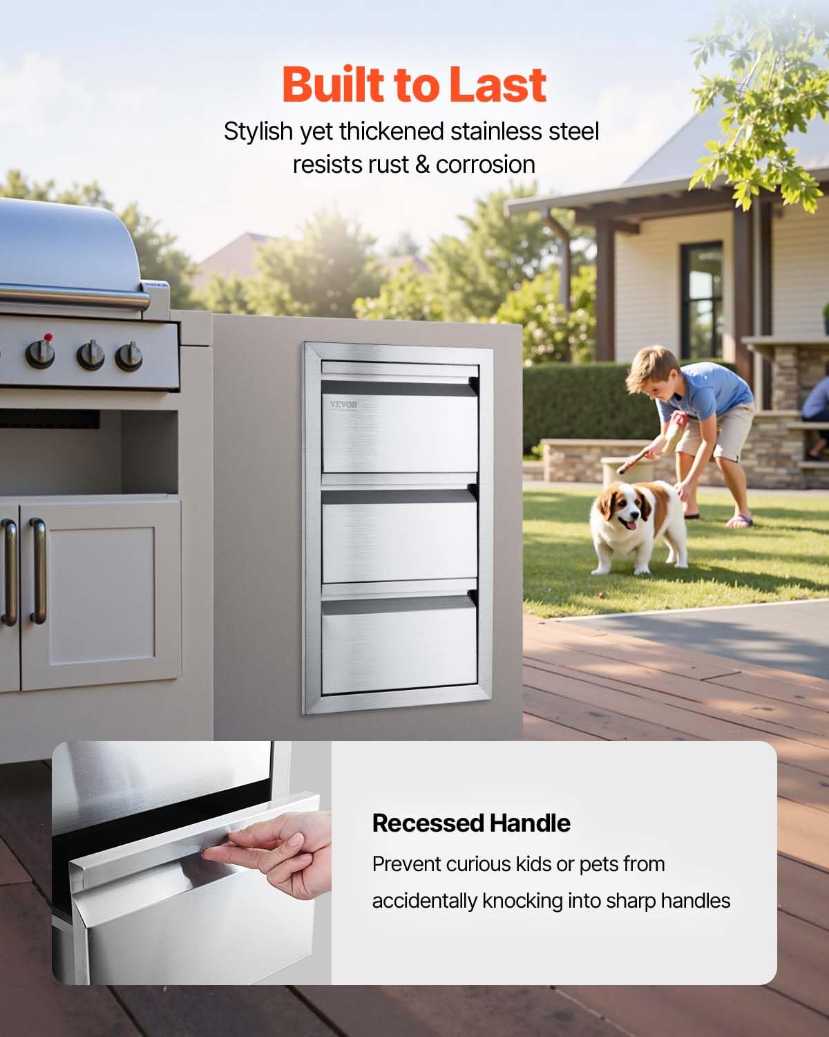 VEVOR installation-free design enables quick setup on any grill island
