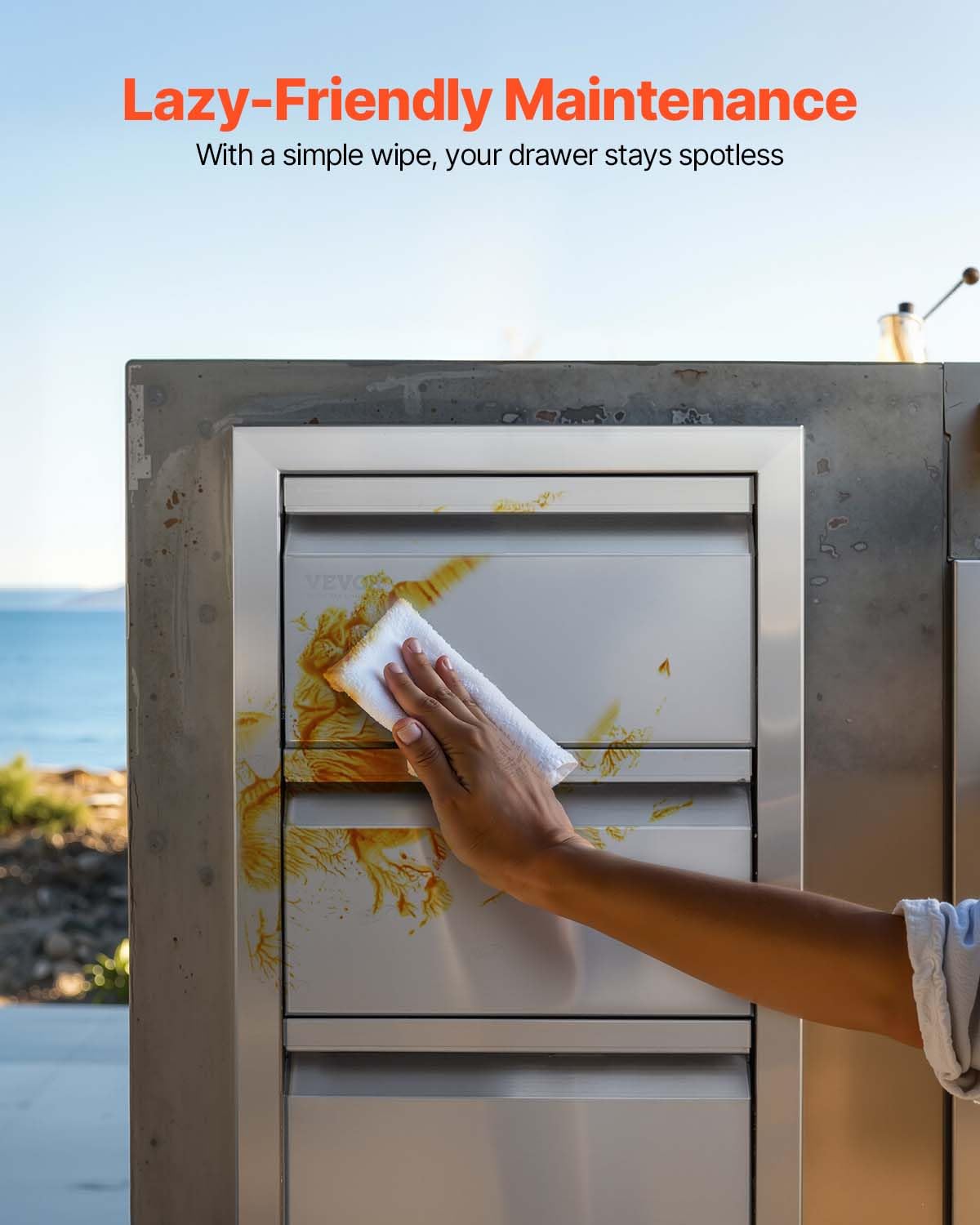 VEVOR island application illustrates versatile storage beside grill station