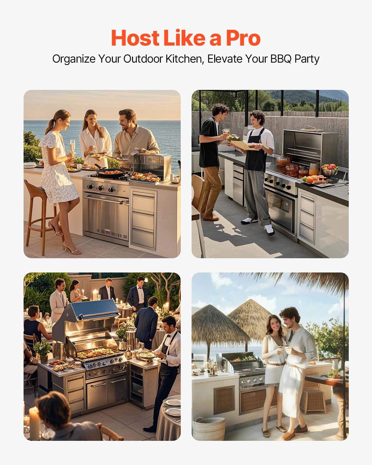 VEVOR drawer rails detail shows silent sliding for a calm patio space