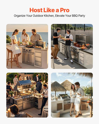 VEVOR drawer rails detail shows silent sliding for a calm patio space