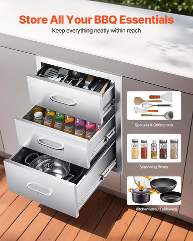 VEVOR drawer rails system, smooth ball-bearing slides for quiet operation.