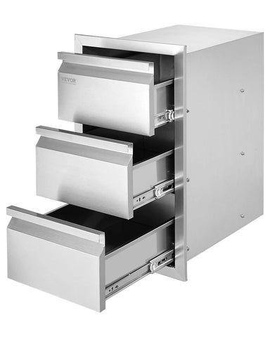 VEVOR outdoor kitchen drawers side view showing durable box frame for outdoor use