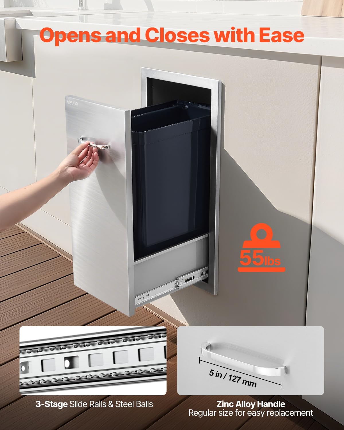 VEVOR 5 inch handle and streamlined design for easy opening