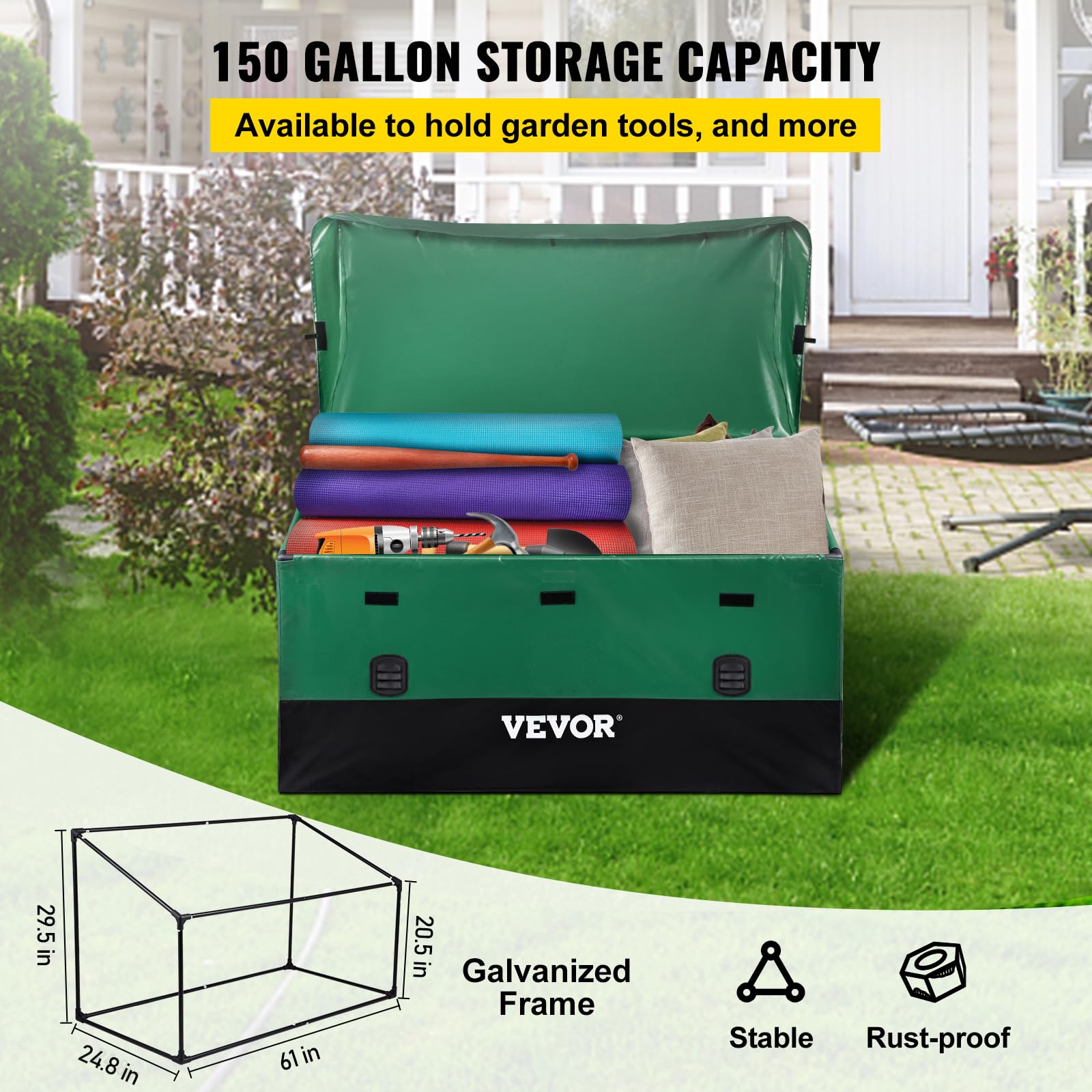 VEVOR Outdoor Storage Box side-vent detail promoting airflow and dryness.
