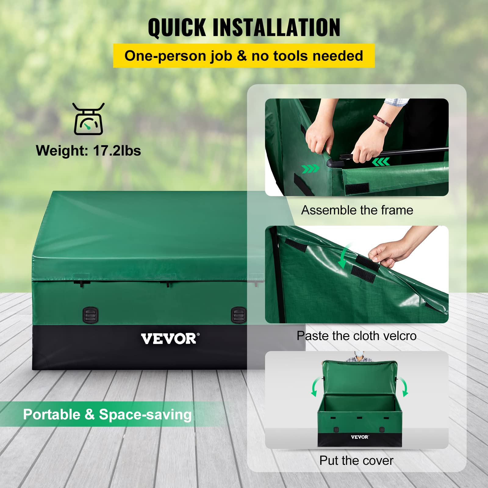 VEVOR ventilated deck box prevents moisture with mesh vent design.