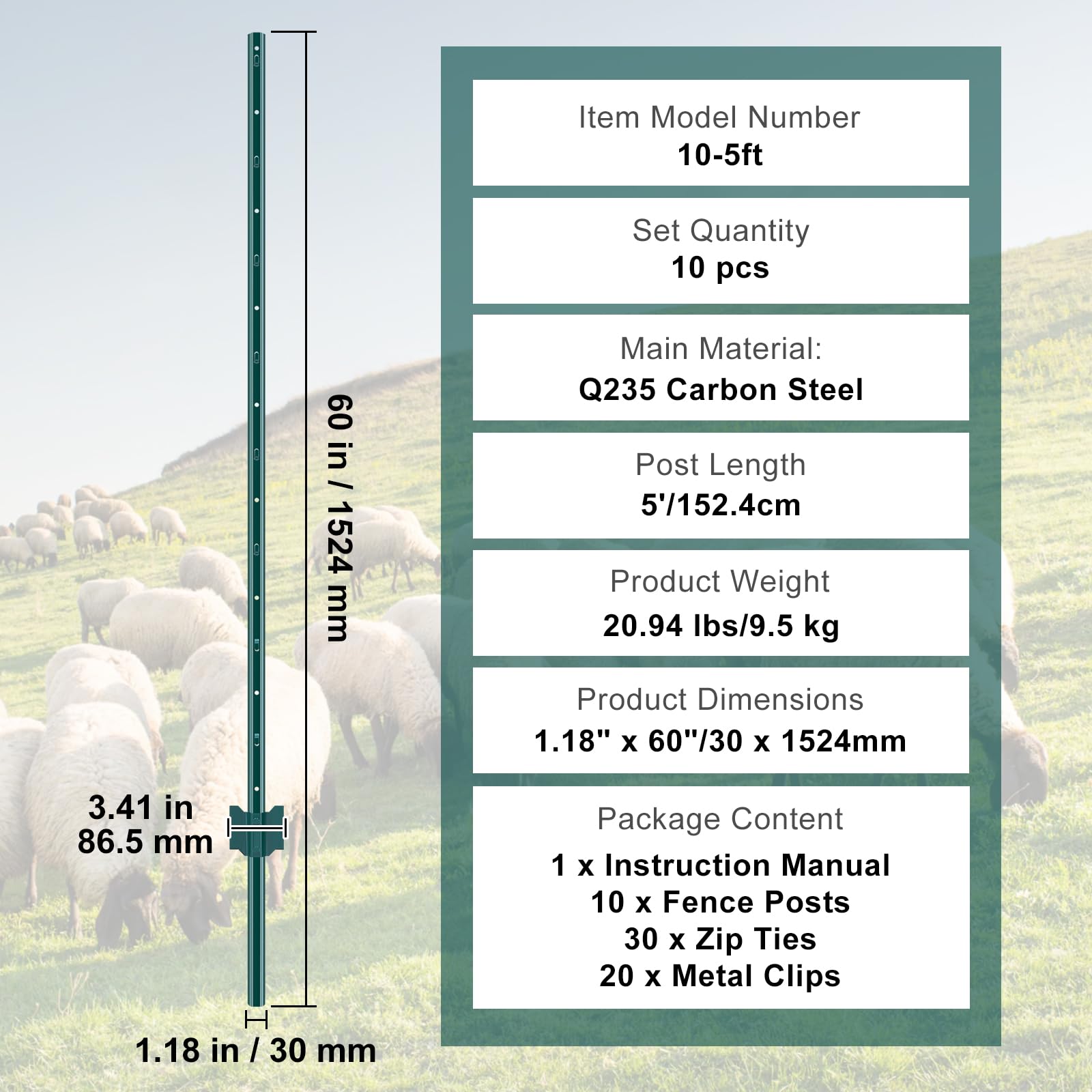 VEVOR 10-post pack includes all accessories for complete fence project.