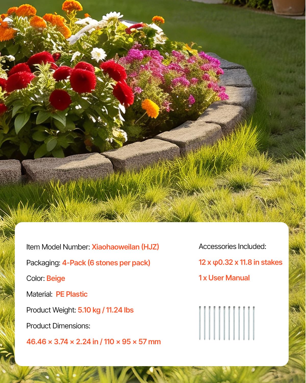 VEVOR pathway border helps separate lawn from garden with style.