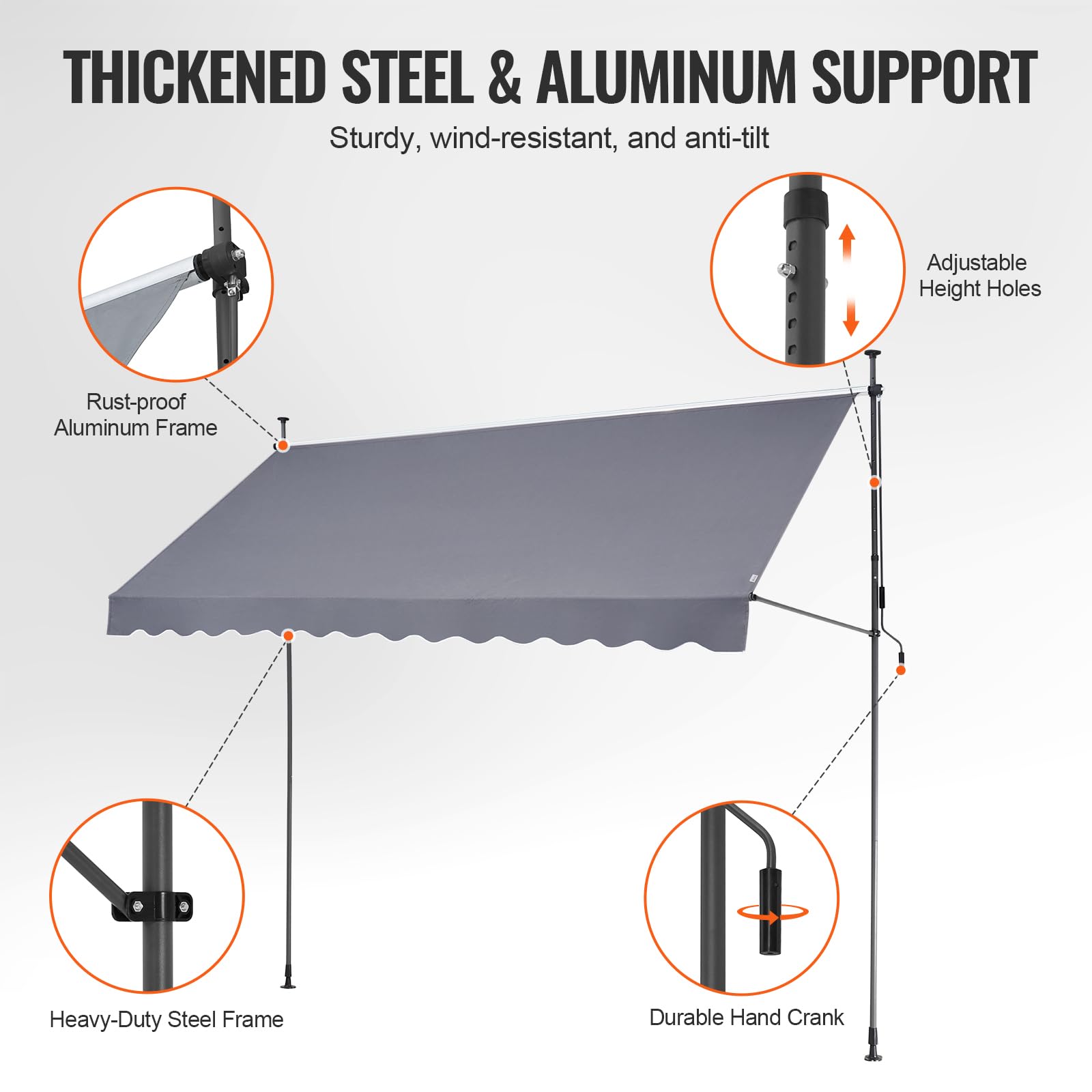 VEVOR height adjustment 86-122 inches aligns with doors and furniture