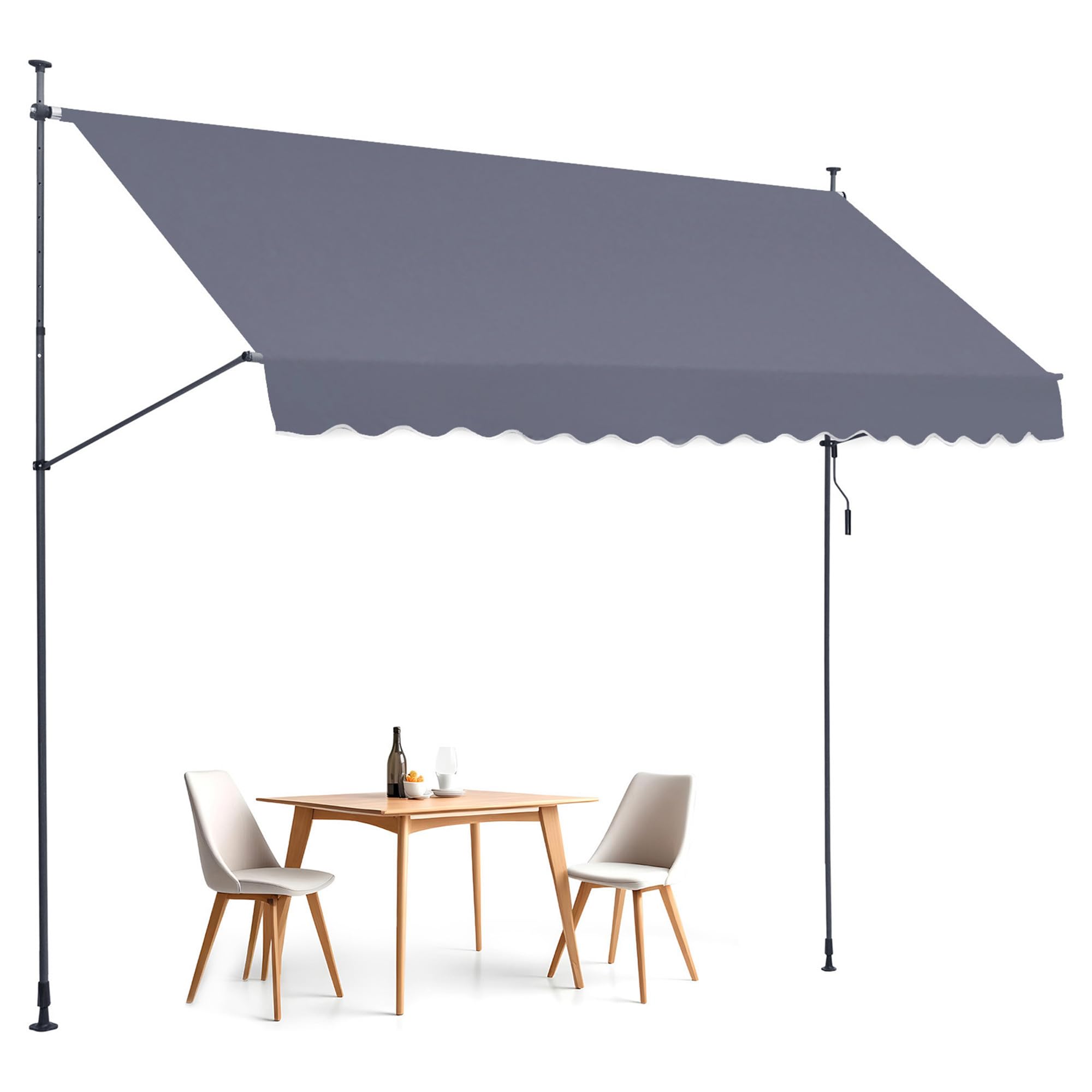 VEVOR patio awning retractable front view showing expansive shade area
