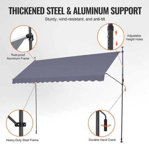 VEVOR patio awning steel frame highlighting durability and stability