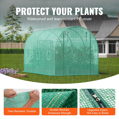 VEVOR thick PE cover close-up highlighting waterproof and insulating properties