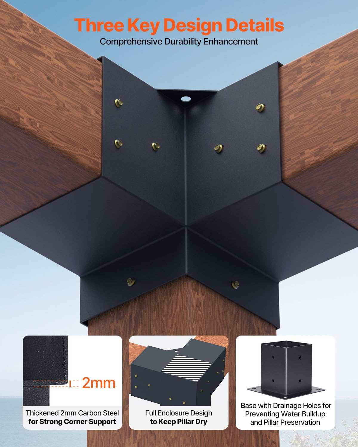 VEVOR pergola kit screws and hardware close-up emphasizing quick DIY installation