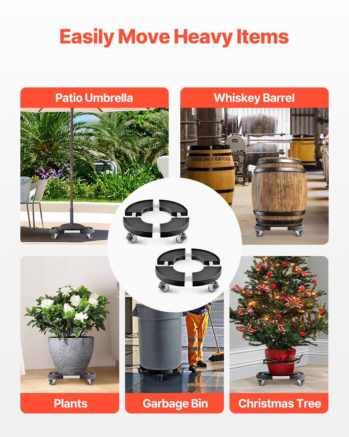 VEVOR plant caddy anti-slip base keeps items steady.