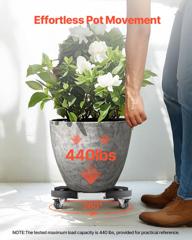 VEVOR plant caddy width adjustment from 15 to 22.8 inches.