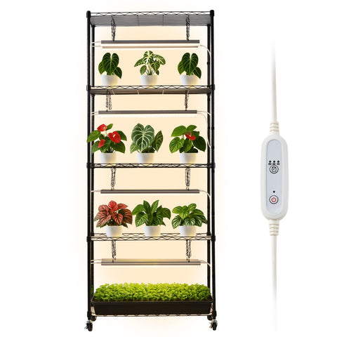 VEVOR plant shelf with grow-light display for indoor gardening