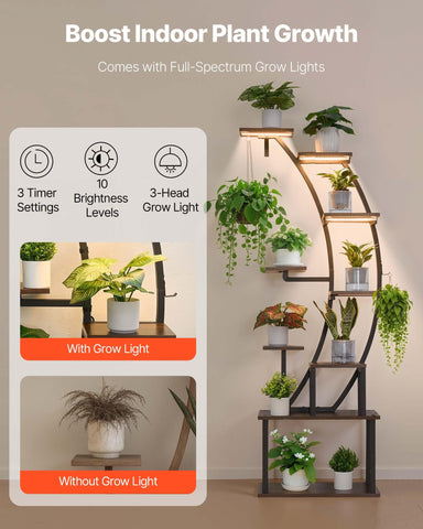 VEVOR Plant Stand with three timers and ten brightness levels for flexible lighting.