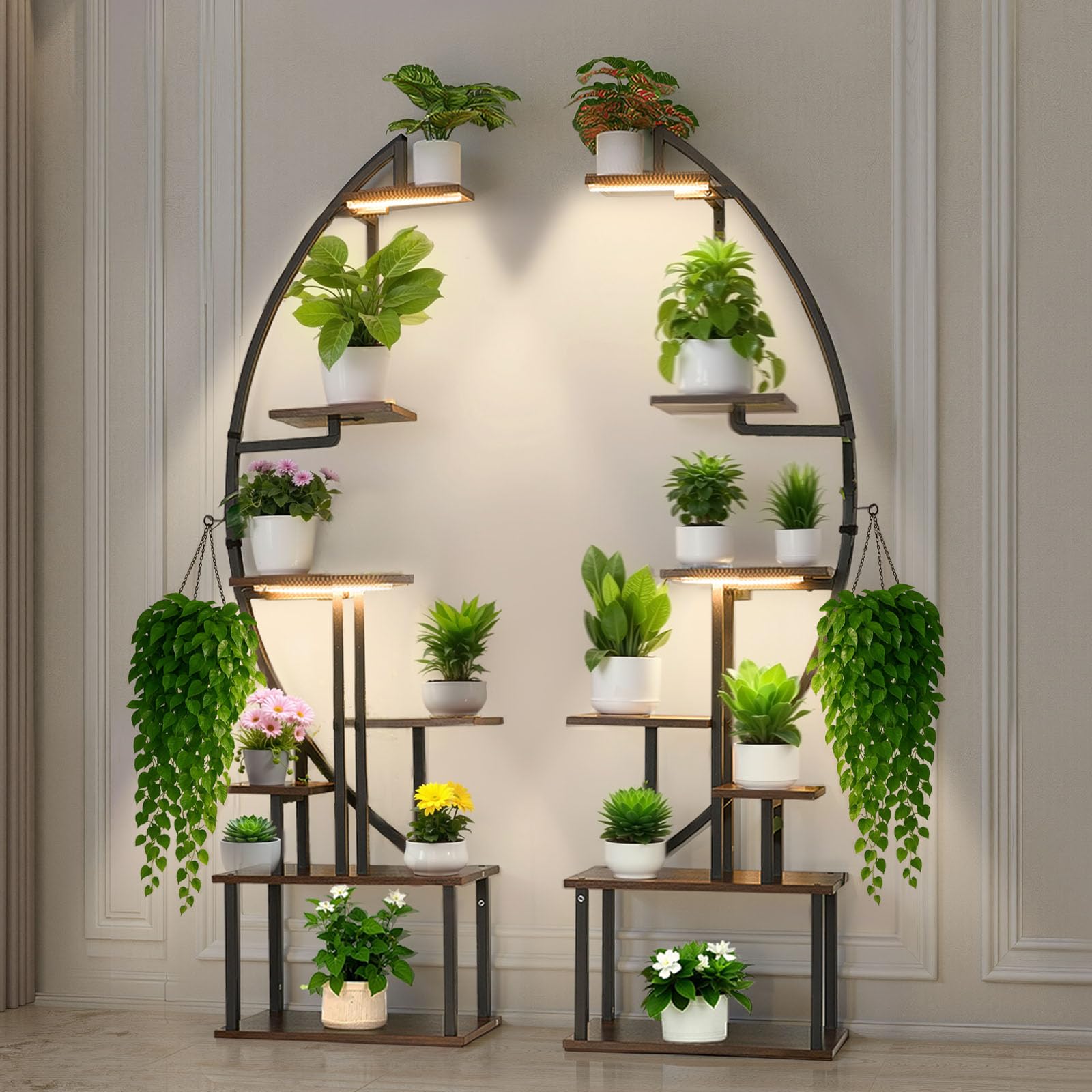 VEVOR plant stand with grow lights in a corner display for indoor gardening