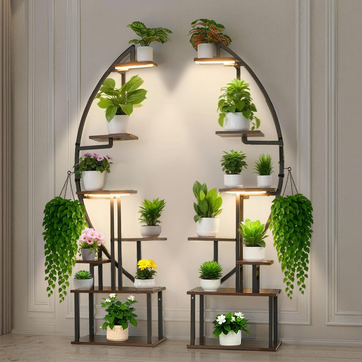 VEVOR plant stand with grow lights in a corner display for indoor gardening