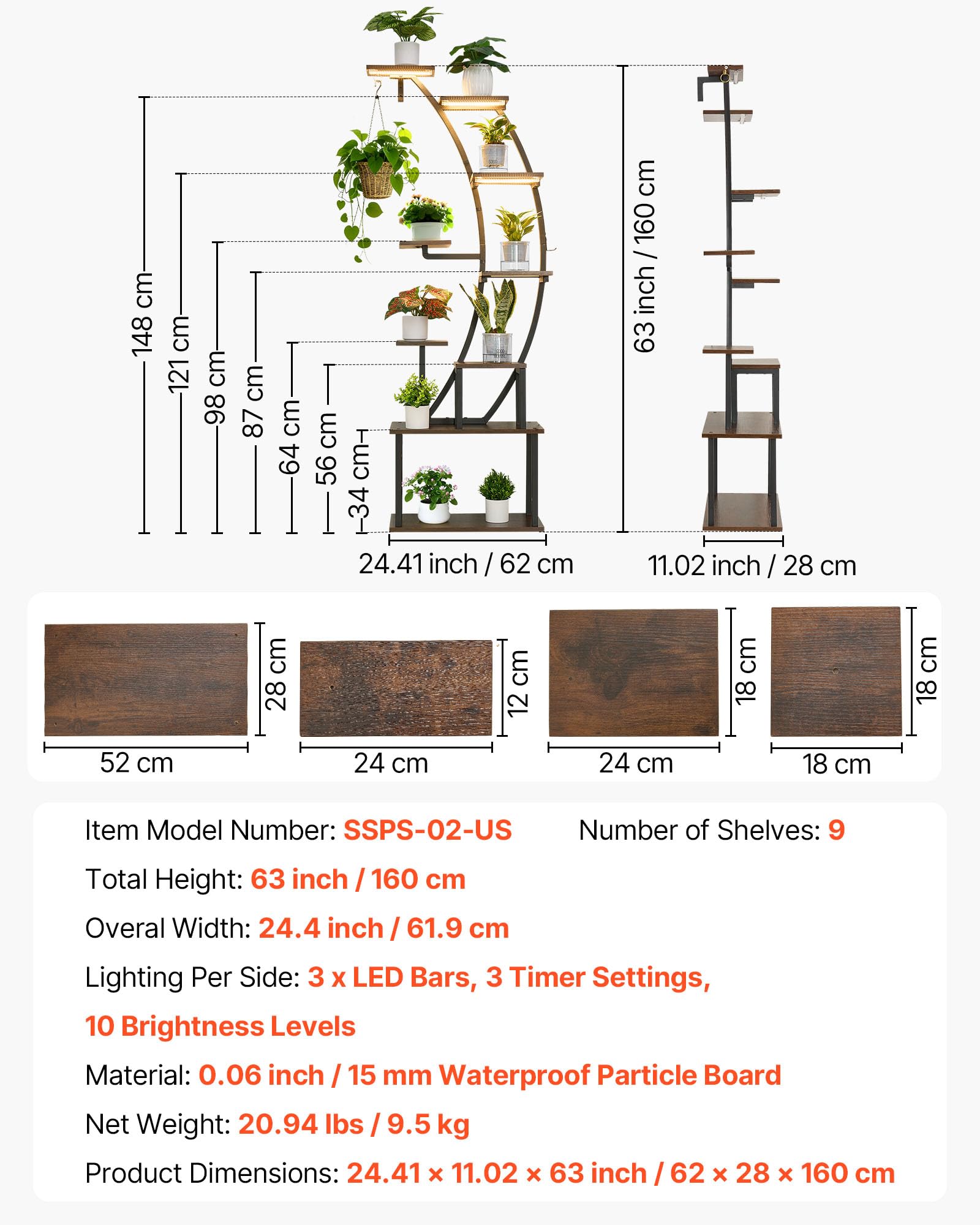 VEVOR Plant Stand doubles as a display rack for books or photos.