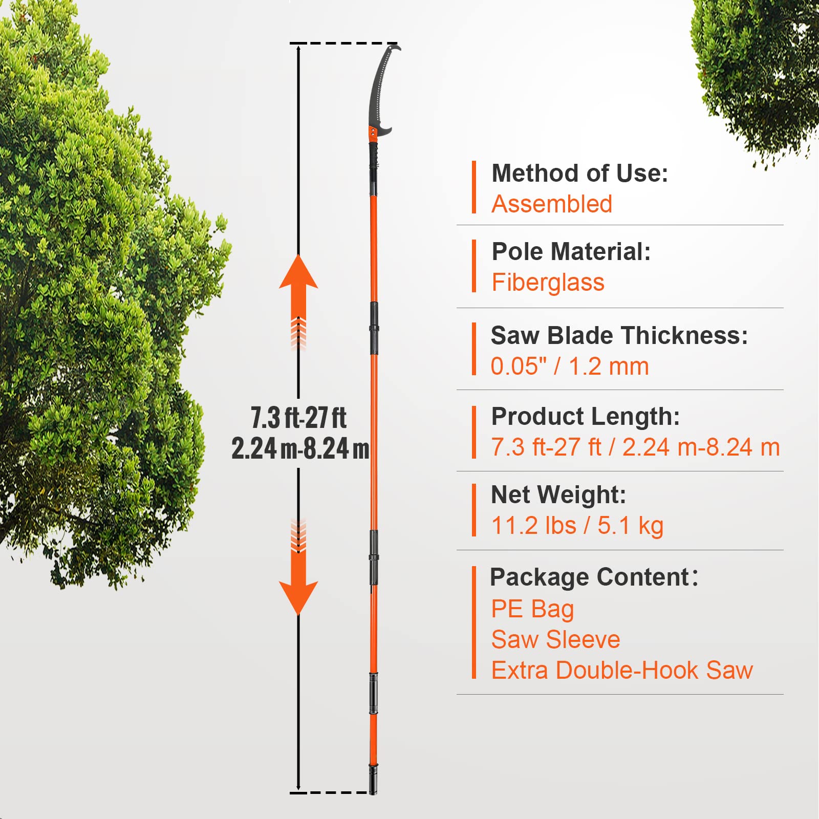 VEVOR safety sleeve stores the saw safely when not in use.