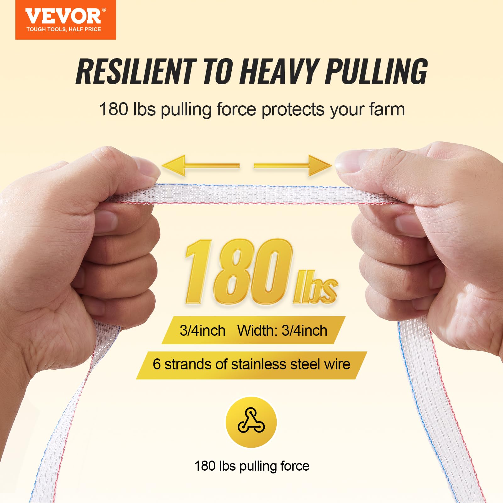 VEVOR polytape woven HDPE with 6 stainless strands provides durable fencing