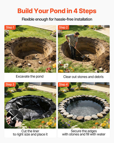 VEVOR pond liner provides a flexible barrier that helps prevent leaks and spills.