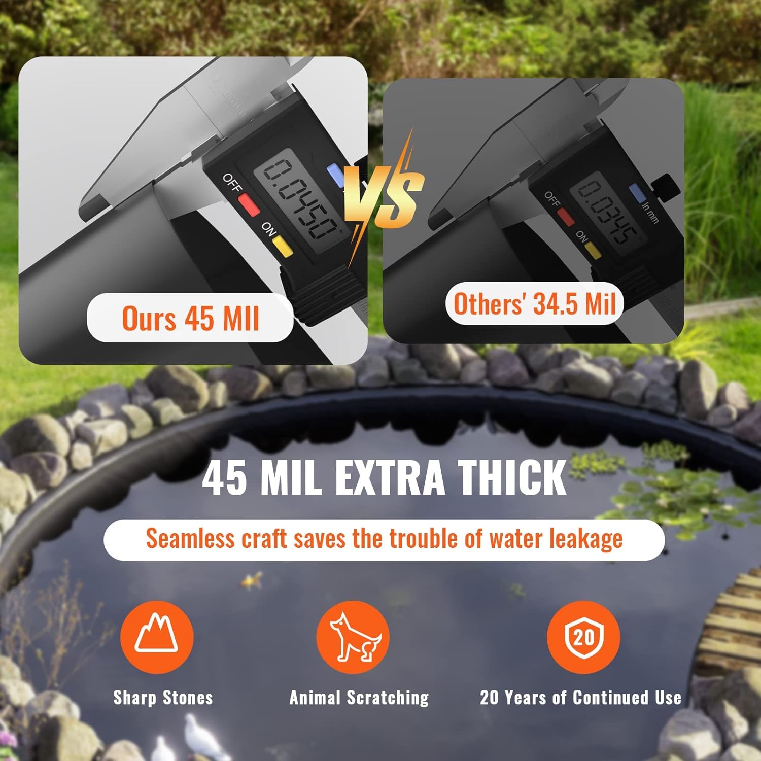 VEVOR pond liner flexible design fits various pond shapes