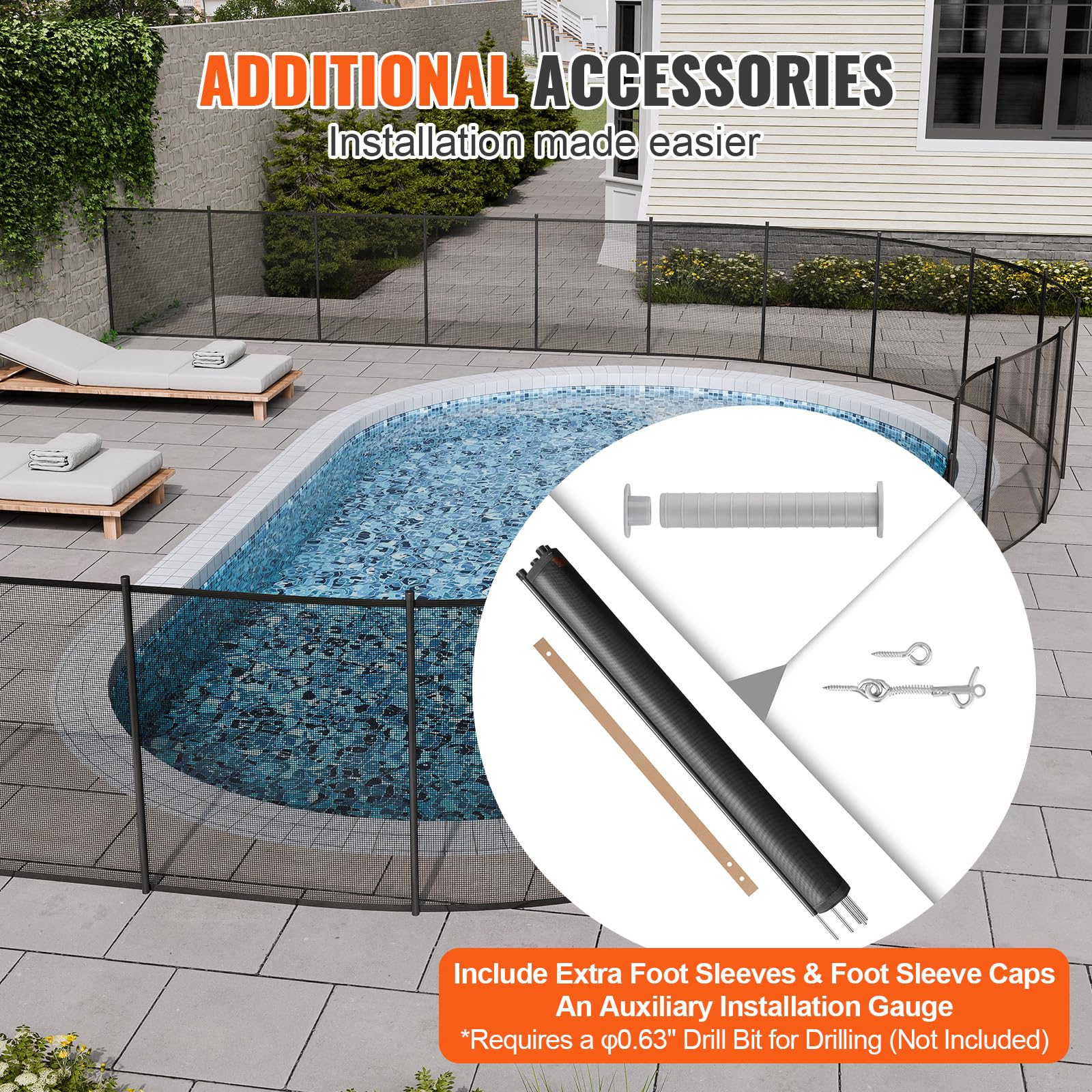 VEVOR pool fence compatible with concrete pavements for easy anchoring.