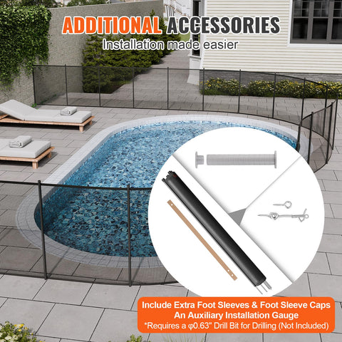 VEVOR pool fence compatible with concrete pavements for easy anchoring.