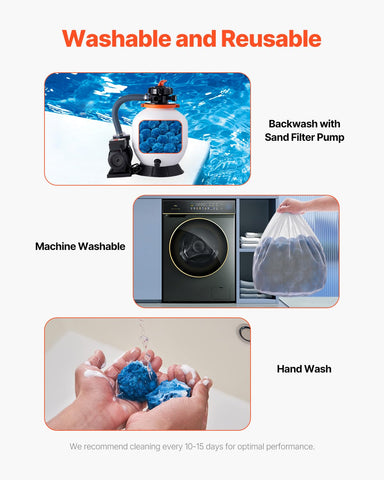 VEVOR blue filter media in operation within a pool filtration system.