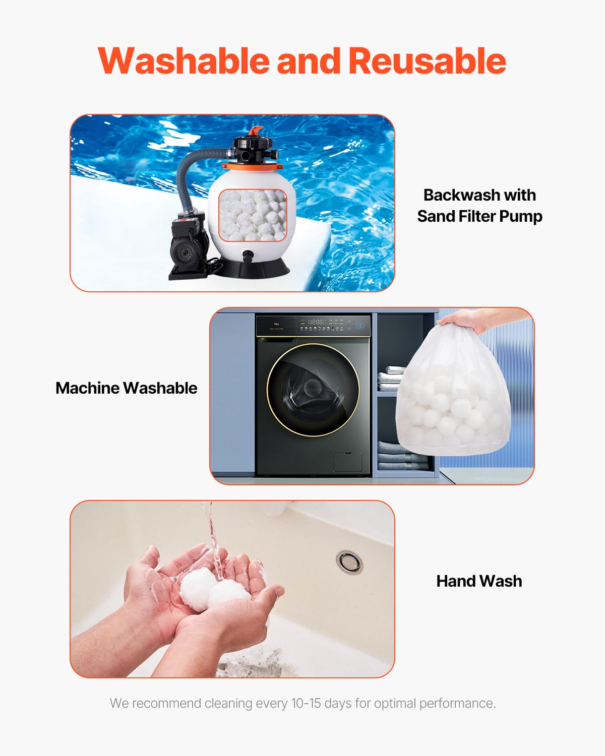 Pollen and dirt trapping filter balls for crystal-clear pool water.