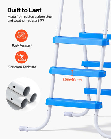 VEVOR pool ladder rubber feet provide secure footing on wet decks