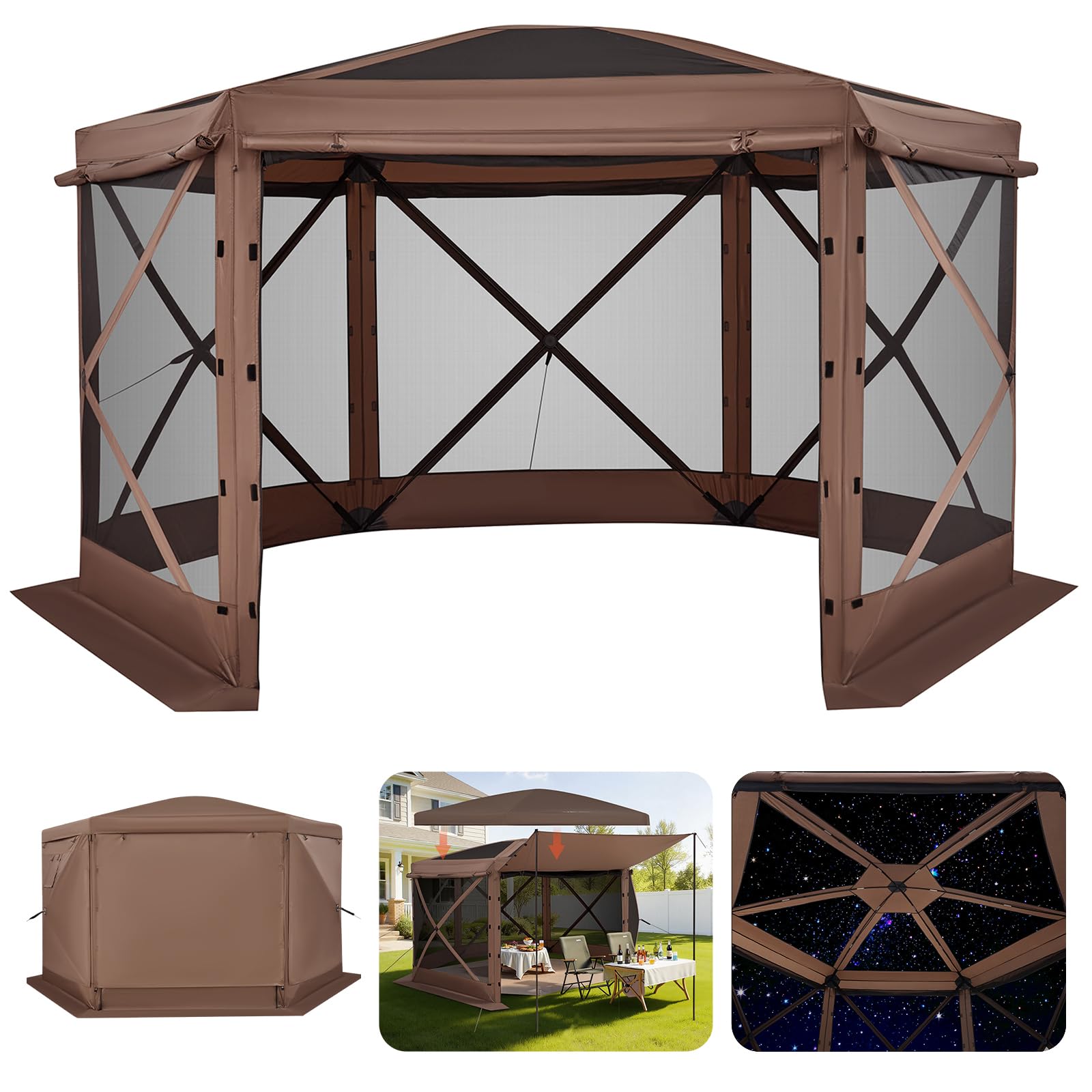 VEVOR 12x12 pop-up gazebo front view for spacious backyard gatherings.