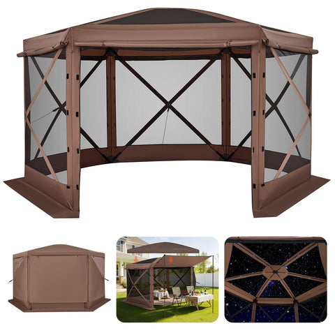 VEVOR 12x12 pop-up gazebo front view for spacious backyard gatherings.
