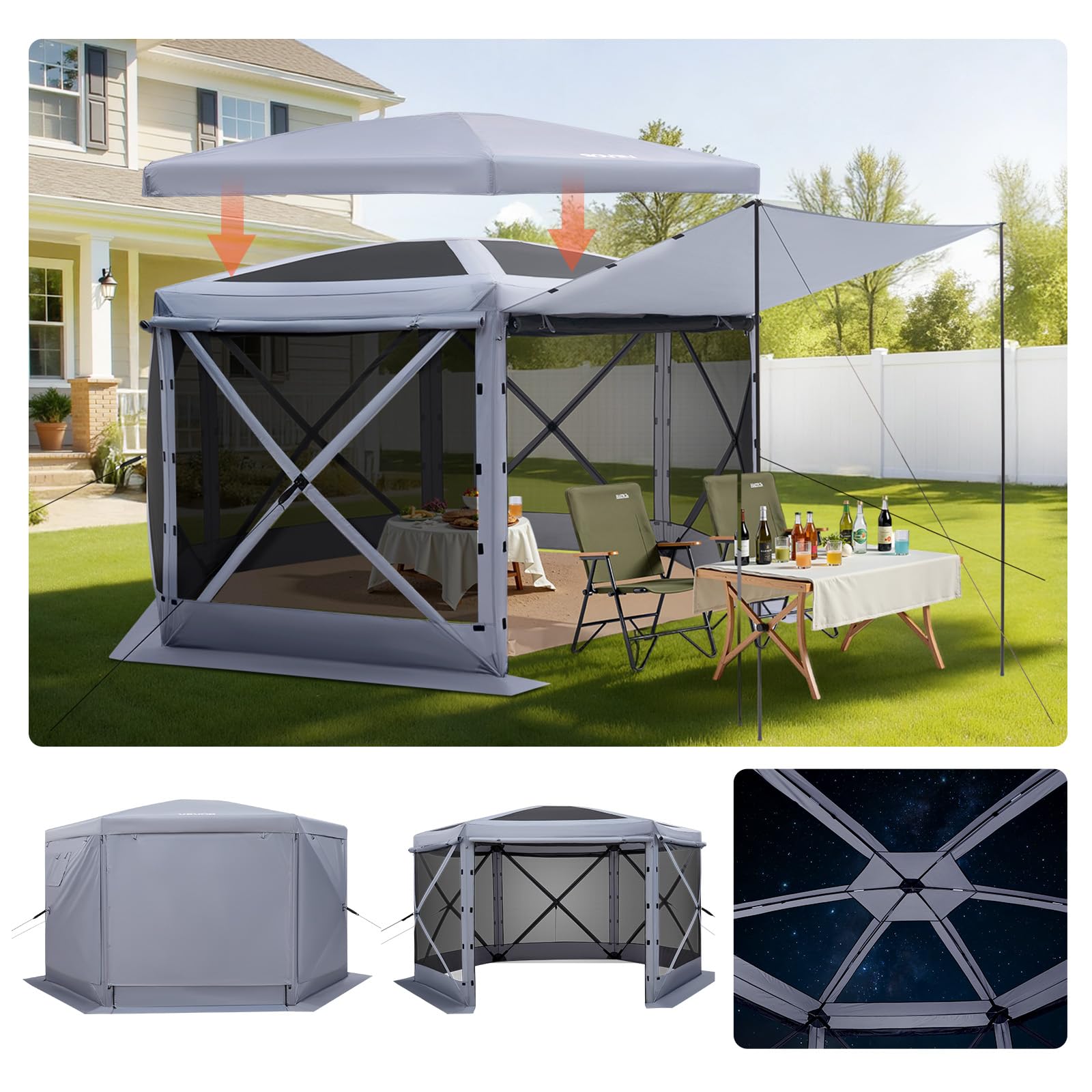 VEVOR pop-up gazebo 12x12 fully assembled for spacious backyard gatherings