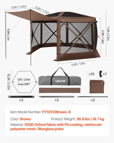 VEVOR 12x12 pop-up gazebo ground stakes for secure anchoring in windy days.