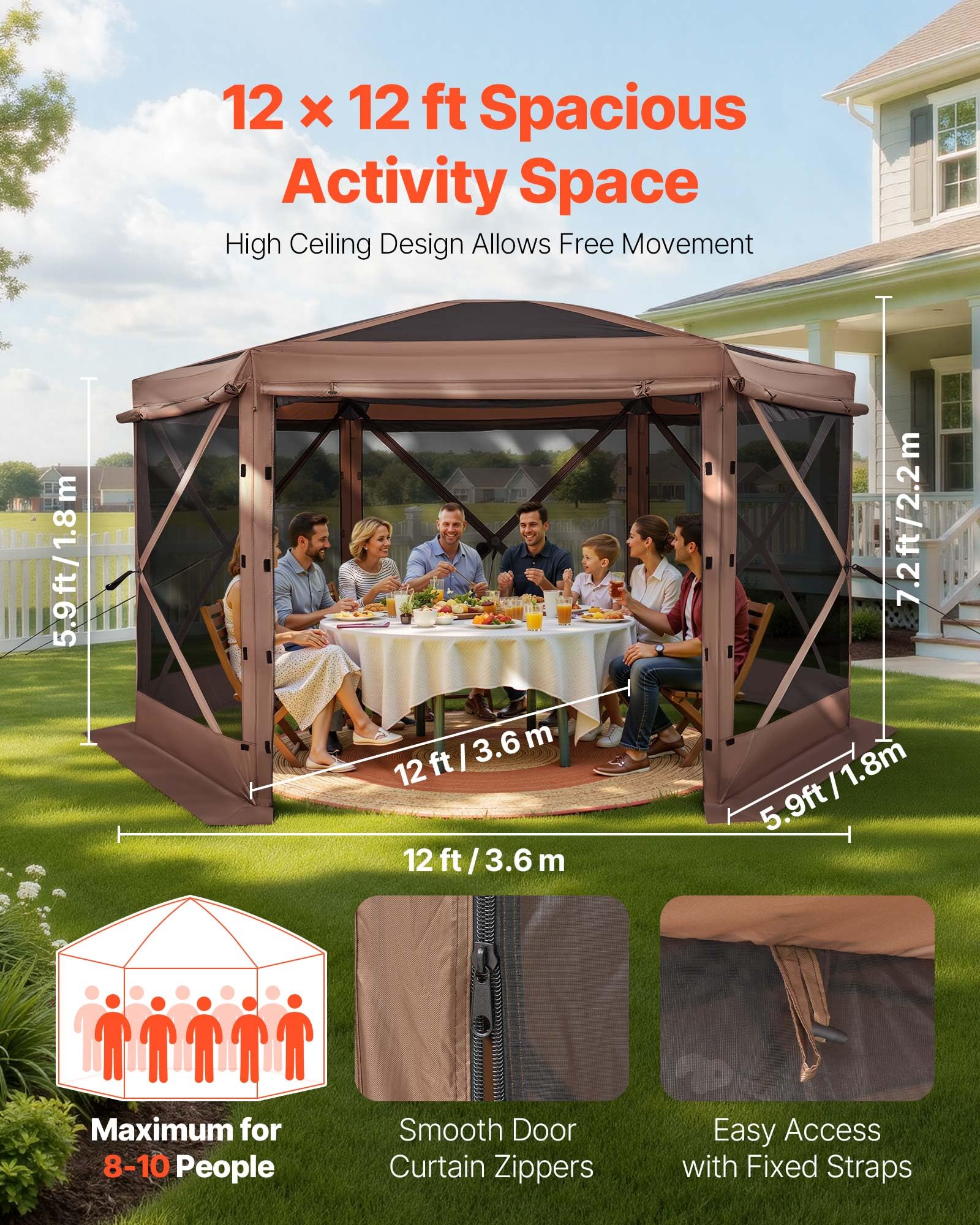 VEVOR 12x12 pop-up gazebo packed carry bag for easy transport and storage.