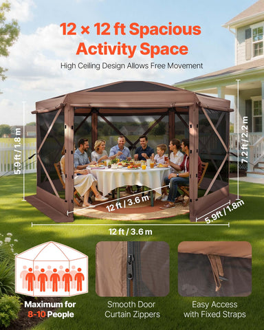 VEVOR 12x12 pop-up gazebo packed carry bag for easy transport and storage.