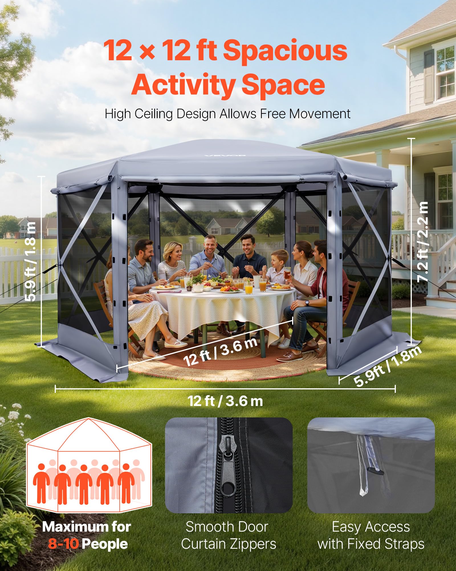 VEVOR pop-up gazebo with side panels for easy access