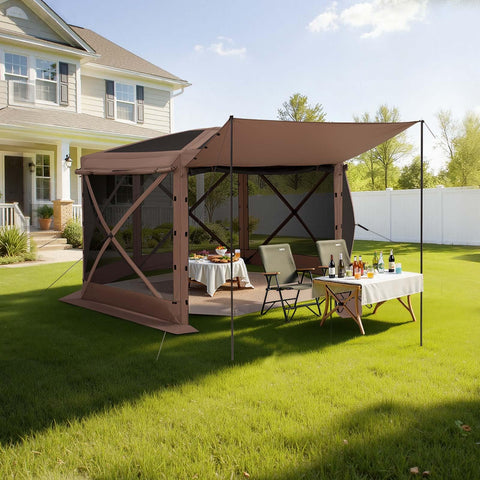 VEVOR 12x12 pop-up gazebo six-sided design for wide coverage and stable shade.