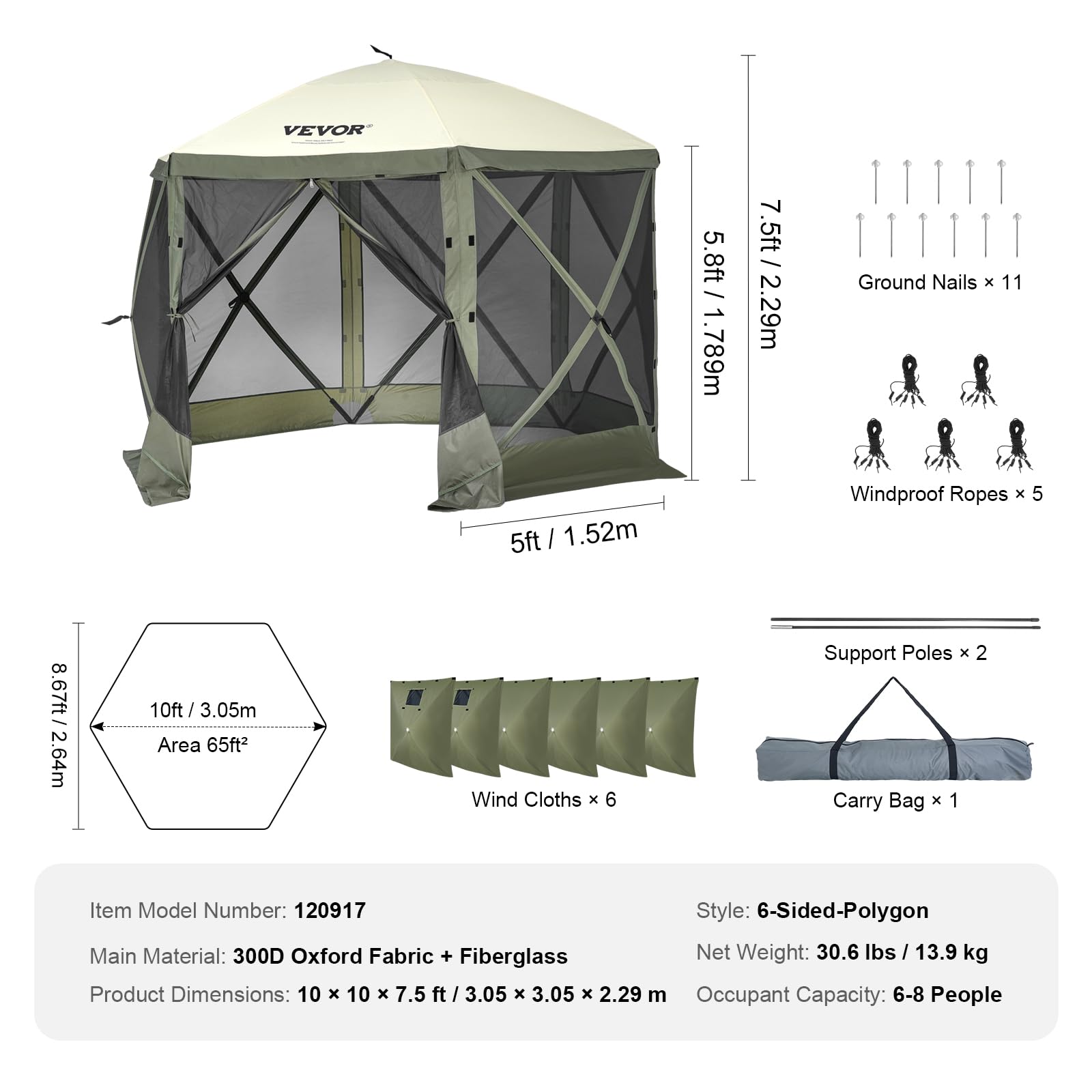 VEVOR detachable wind cloth with windows enabling airflow.